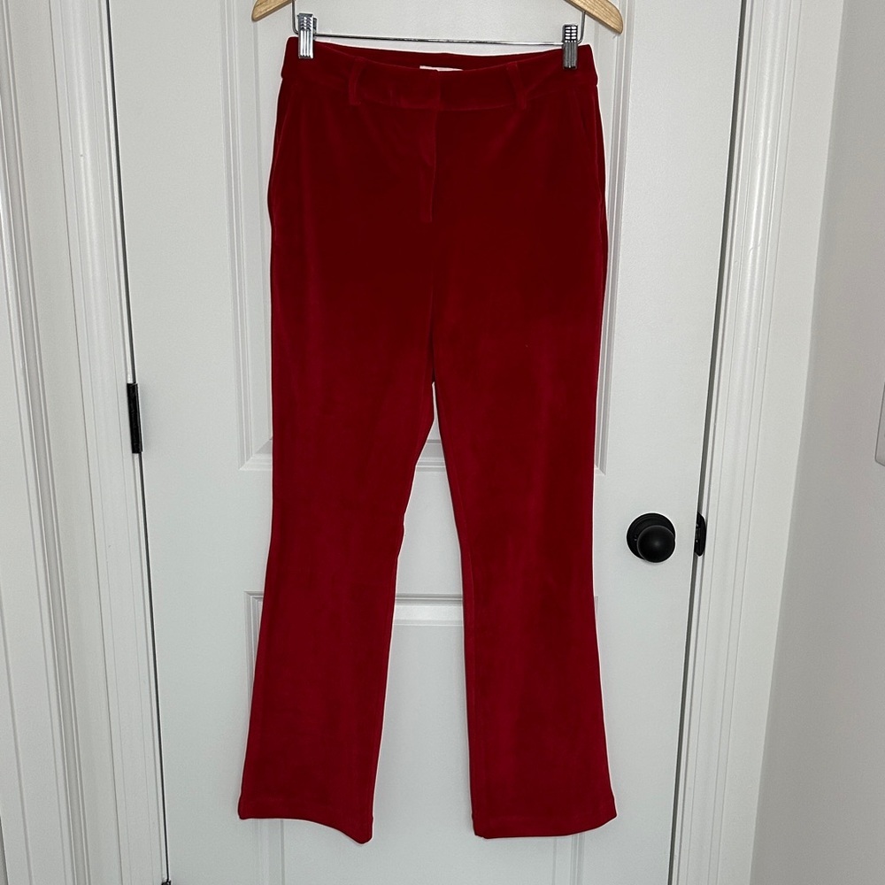 Maison d’Amelie Women’s Velvet Flared Pants Red 2